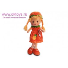 Кукла в оранж.платье муз.-1цв.(48/4)