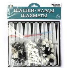 Игра настольная "Шашки-Нарды-Шахматы" европодвес арт.04026