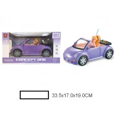 Машина инерц. на батар с куклой (фиолетовая), в кор.