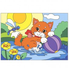Ркн-034 Картина по номерам для малышей "Радостный котенок"
