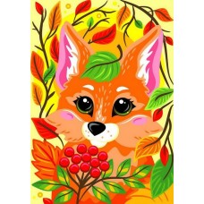 Ркн-063 Картина по номерам для малышей "Осенняя лисичка"