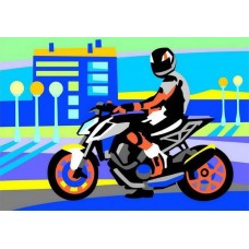 Ркн-073 Картина по номерам для малышей "Мотоциклист"