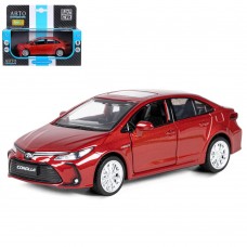 ТМ "Автопанорама" Машинка металл.1:33 Toyota Corolla Hybrid, красный, инерция, свет, звук, откр. две