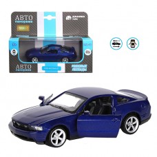 ТМ "Автопанорама" Машинка металлическая 1:43 Ford Mustang GT, синий, откр. двери, инерция, в/к 17,5*