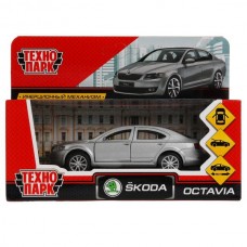 Машина металл SKODA OCTAVIA длина 12 см, двери, багаж, серебристый, кор. Технопарк в кор.2*36шт