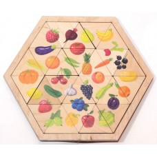 Пазл деревянный "Овощи, фрукты, ягоды" (Занимательные треугольники) арт.00778