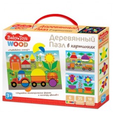 Пазл деревянный 35 эл Baby Toys (18 картинок) арт.04098
