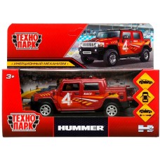 Машина металл HUMMER H2 PICKUP СПОРТ 12 см, двер, багаж, инер, красный, кор. Технопарк в кор.2*36шт