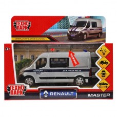 Машина металл свет-звук RENAULT MASTER ПОЛИЦИЯ 14 см, двер, серебрист, кор. Технопарк в кор.2*32шт