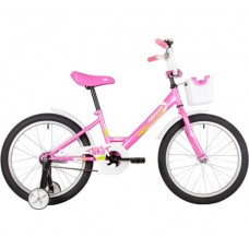 Велосипед NOVATRACK 20" TWIST розовый, тормоз нож, крылья корот, корзина, защита А-тип