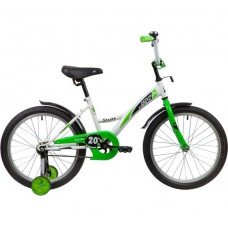 Велосипед NOVATRACK 20" STRIKE белый-зелёный, тормоз нож, крылья, багажник, защита А-тип
