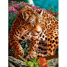 Алм.моз.квадр.30x40(класс.) (32 цв) Любопытные леопард в джунглях. ( Арт. FW-022)