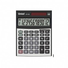 Калькулятор  "UNIEL" UD-98 бухгалтерский, 12 разр., двойное питание, серебристо-черный