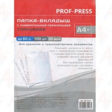 Папка-вкладыш с перфорацией А4+ глянцевая (ВП-5107) 30мкм, 100