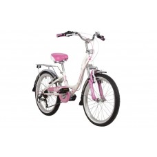 Велосипед NOVATRACK 20" BUTTERFLY сталь, белый-розовый, 6-скор, TY21/RS35/SG-6SI, V-brake, багажник