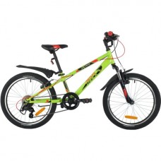 Велосипед NOVATRACK 20" EXTREME зеленый,  сталь, 6 скор., Shimano TY21/Microshift TS38, V- brake тор