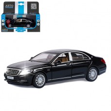 ТМ "Автопанорама" Машинка металлическая 1:32 Mercedes-Benz S600, черный, свет, звук, откр. двери, ка
