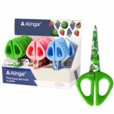 Ножницы детские Alingar, 13 см, пластиковые ручки, принт на лезвии, закругленные концы, "Ягодный мик