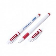 Ручка гелевая Alingar, "Sample", 0,55 мм, красная, резиновый грип, круглый, белый, пластиковый корпу