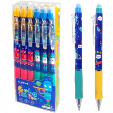 Ручка гелевая пиши-стирай, автоматическая Yalong ,0,5 мм, "Робот" синяя, иголь. наконечник, резин. г