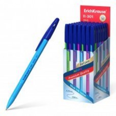 Ручка шариковая Erich Krause "R-301 Neon Stick", 0,7 мм, синяя, шестигранный, неоновый пластиковый к